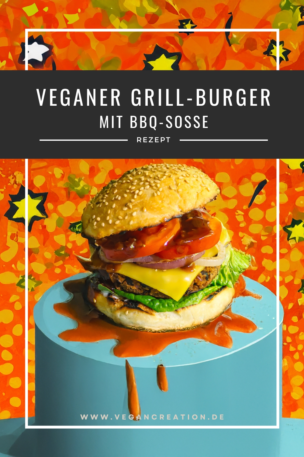 Peppiger Grillburger mit fetzigem KI-Hintergrund