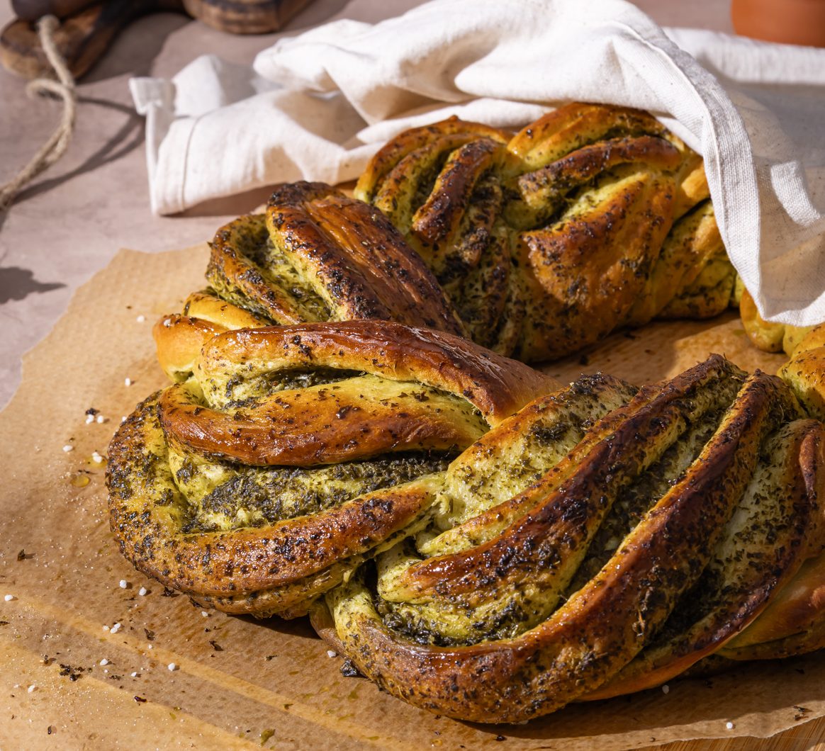 Veganer Pesto-Brotkranz