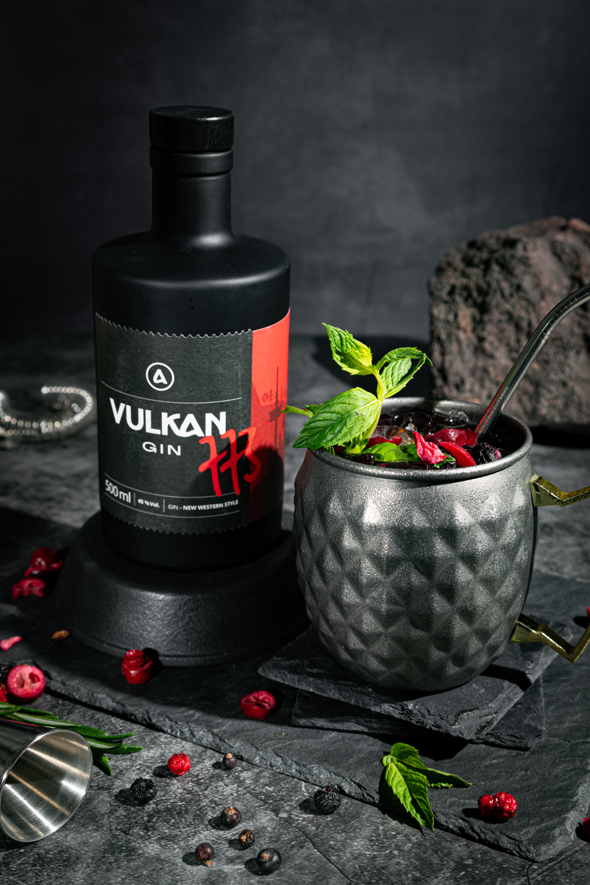 Vulkan Gin Produktfotografie