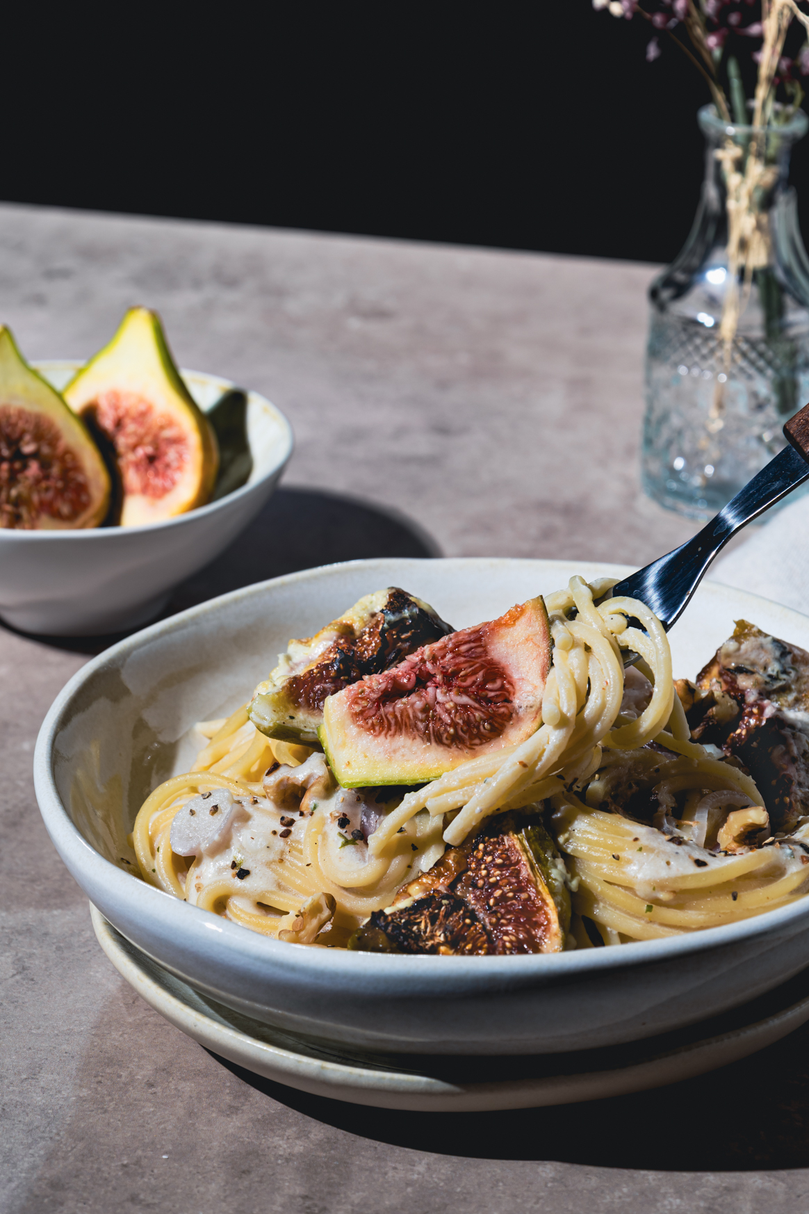 One-Pot Spaghetti mit Feigen - schnelles veganes Rezept