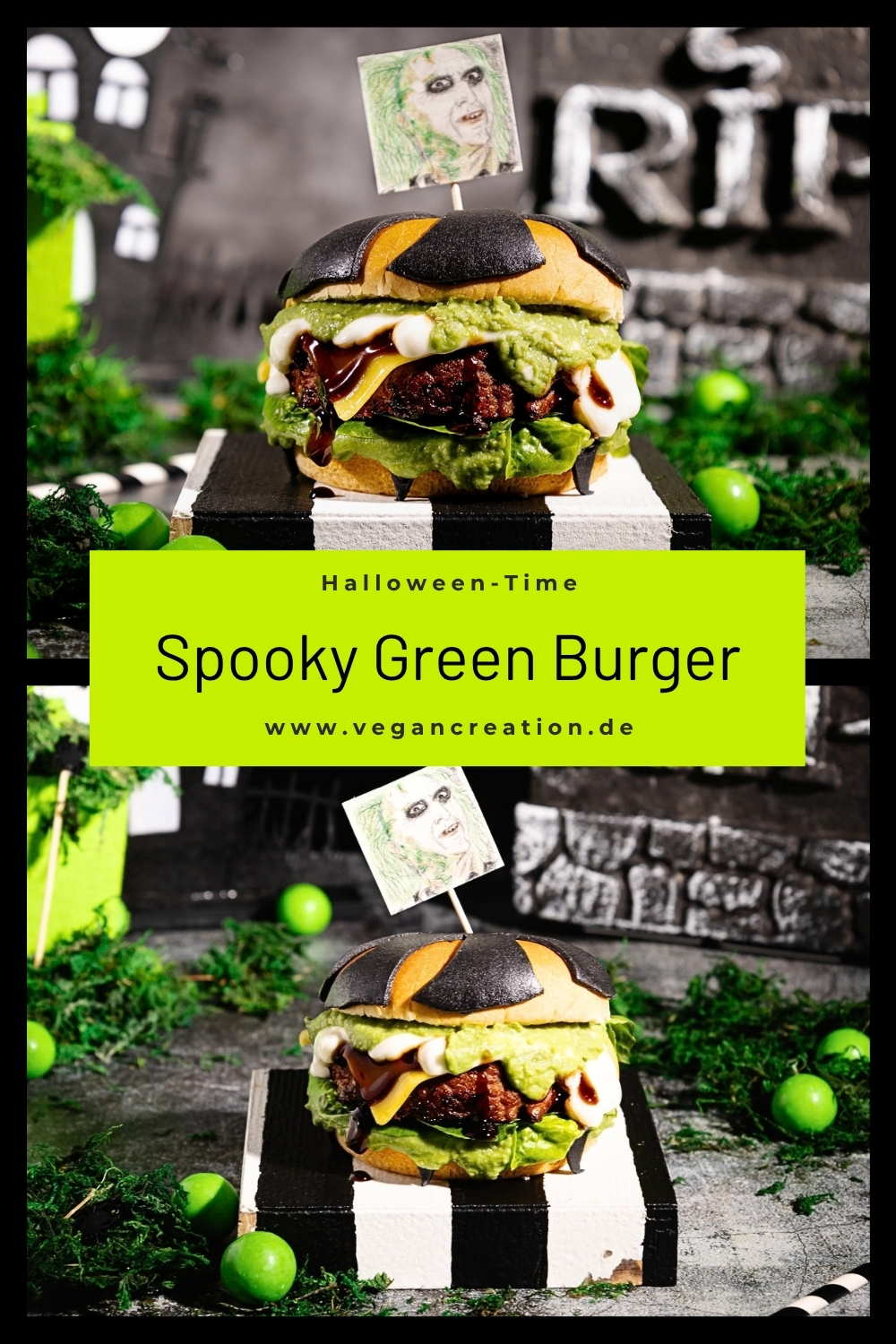 Spooky Green Halloween Burger_vegancreation Foodblog